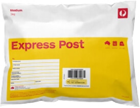 Express Post envelope for a Shock and Awe marketing kit