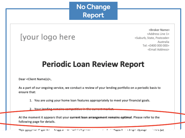 Loan Review - No Change Report