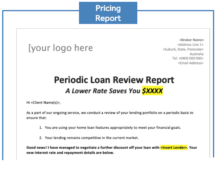Loan Review - Pricing Report