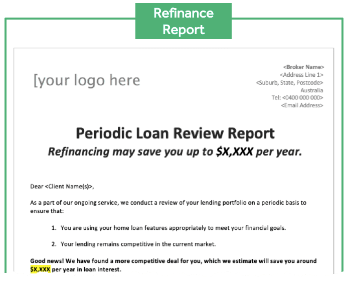 Loan Review - Refinance Report