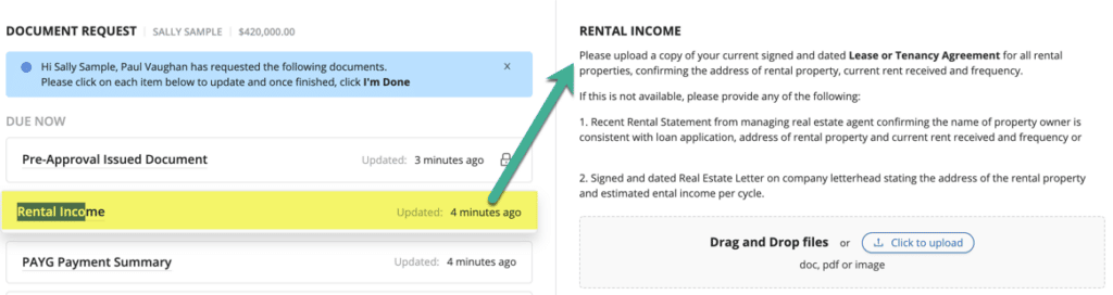 Specific instructions for borrower