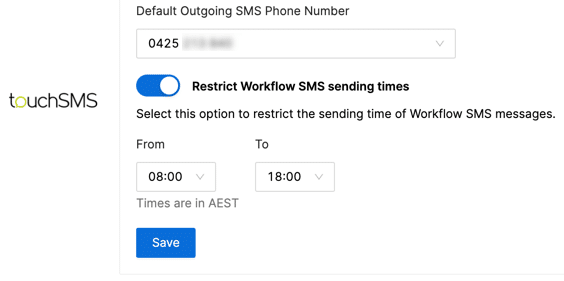 SMS time of day scheduling